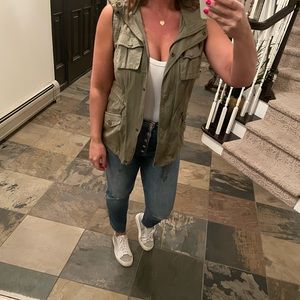 Army green hooded vest